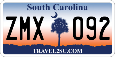 SC license plate ZMX092