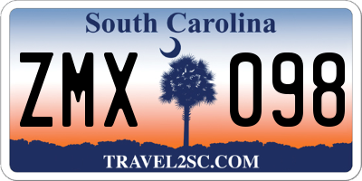 SC license plate ZMX098