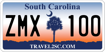 SC license plate ZMX100