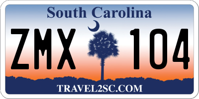 SC license plate ZMX104