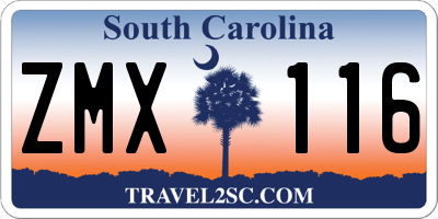 SC license plate ZMX116