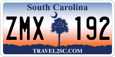 SC license plate ZMX192