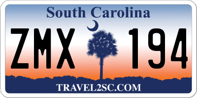 SC license plate ZMX194