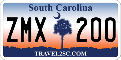 SC license plate ZMX200
