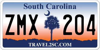 SC license plate ZMX204