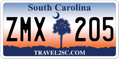 SC license plate ZMX205