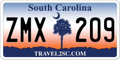 SC license plate ZMX209