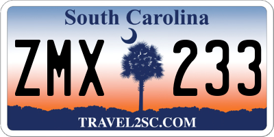 SC license plate ZMX233