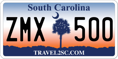 SC license plate ZMX500