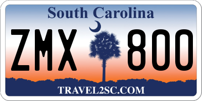 SC license plate ZMX800