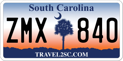 SC license plate ZMX840