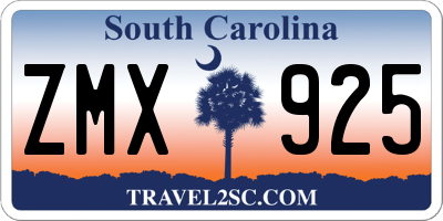 SC license plate ZMX925
