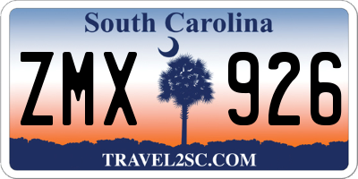 SC license plate ZMX926