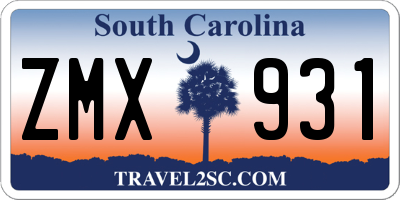 SC license plate ZMX931