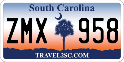 SC license plate ZMX958