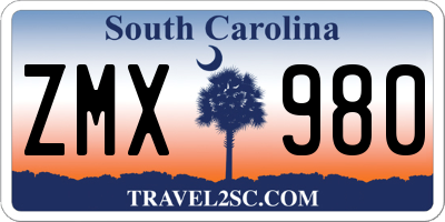 SC license plate ZMX980