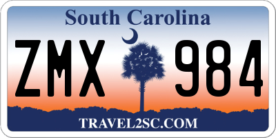 SC license plate ZMX984