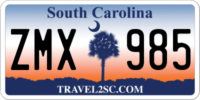 SC license plate ZMX985