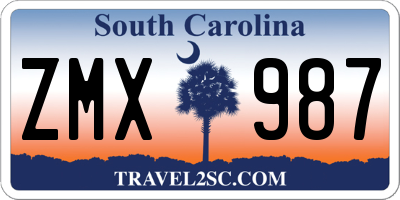 SC license plate ZMX987