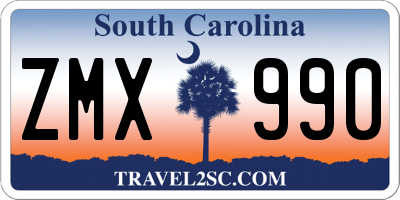 SC license plate ZMX990