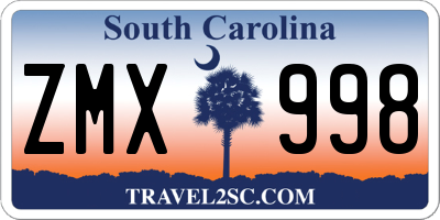 SC license plate ZMX998