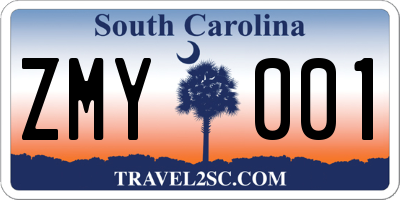 SC license plate ZMY001