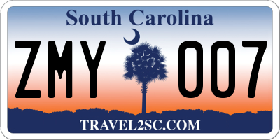 SC license plate ZMY007