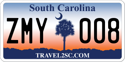SC license plate ZMY008
