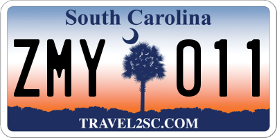 SC license plate ZMY011