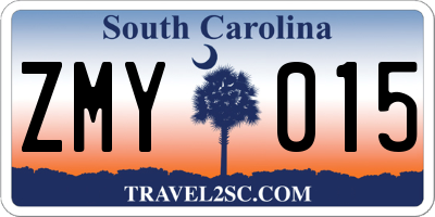 SC license plate ZMY015