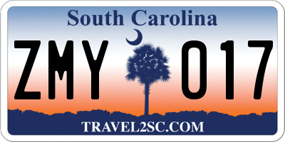 SC license plate ZMY017