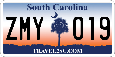 SC license plate ZMY019