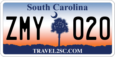 SC license plate ZMY020