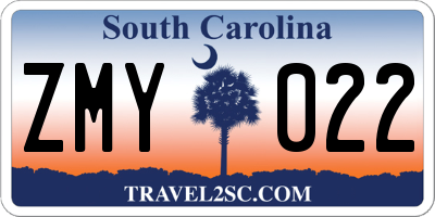 SC license plate ZMY022