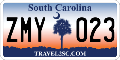 SC license plate ZMY023