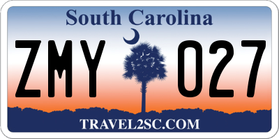 SC license plate ZMY027