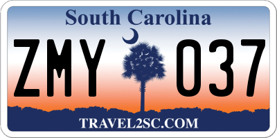 SC license plate ZMY037