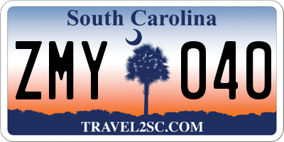 SC license plate ZMY040