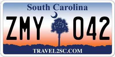 SC license plate ZMY042