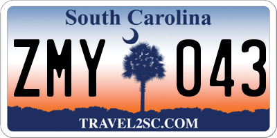 SC license plate ZMY043