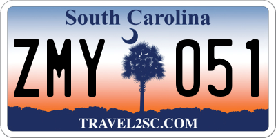 SC license plate ZMY051