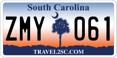 SC license plate ZMY061