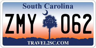 SC license plate ZMY062