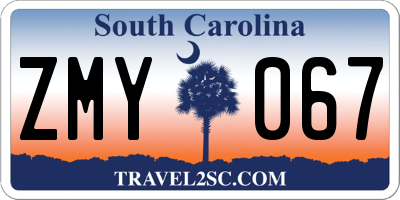 SC license plate ZMY067