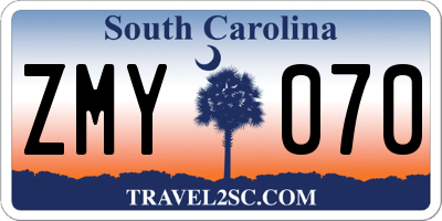 SC license plate ZMY070