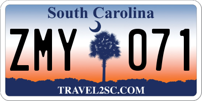 SC license plate ZMY071