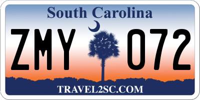 SC license plate ZMY072