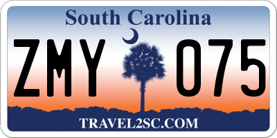 SC license plate ZMY075