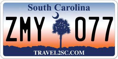 SC license plate ZMY077