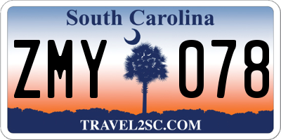 SC license plate ZMY078
